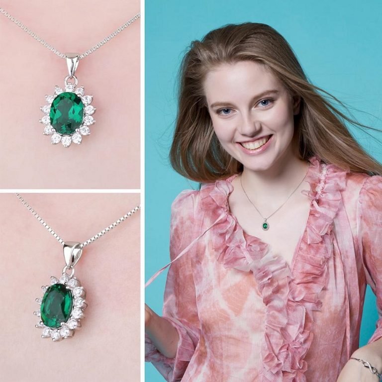 Sidabrinis pakabukas Green Gem