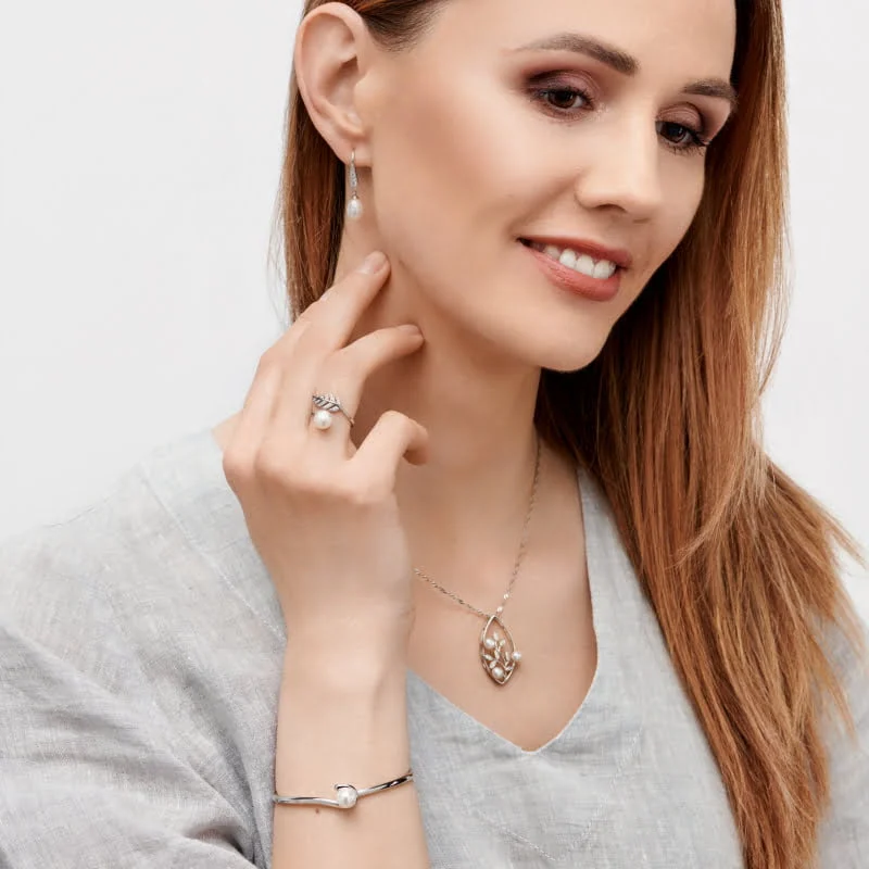Sidabriniai auskarai Pearl 6 sidabra jewelry