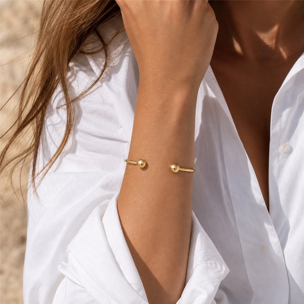 Sidabrinė apyrankė Beads Gold 6 paauksuota apyranke
