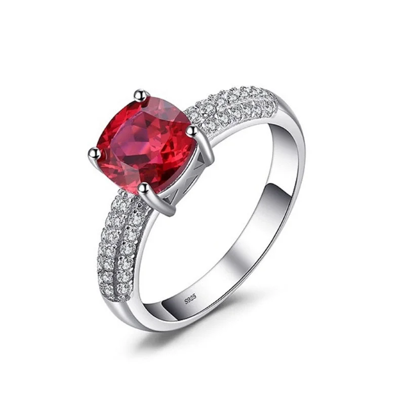 Sidabrinis žiedas su Rubino cirkoniu, Sidabriniai žiedai, sidabro juvelyrika, sidabra jewelry