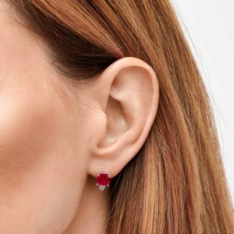 Sidabriniai auskarai Ruby
