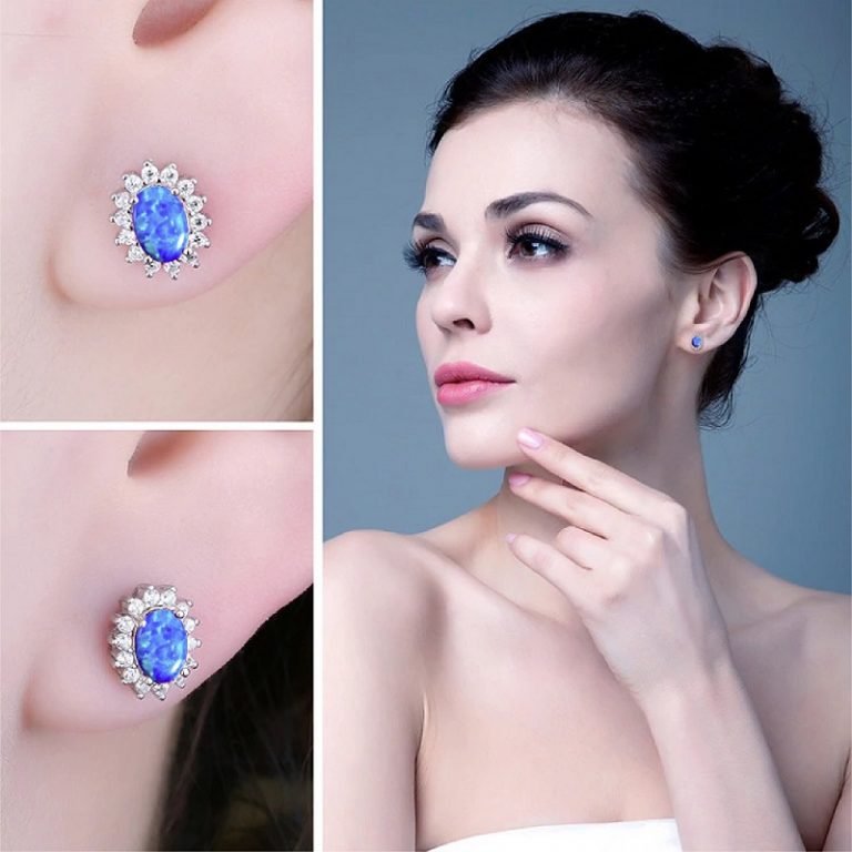 Sidabriniai auskarai Blue Opal