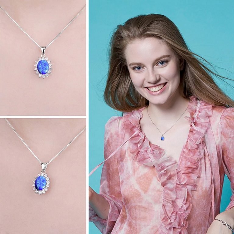 Sidabrinis pakabukas Blue Opal