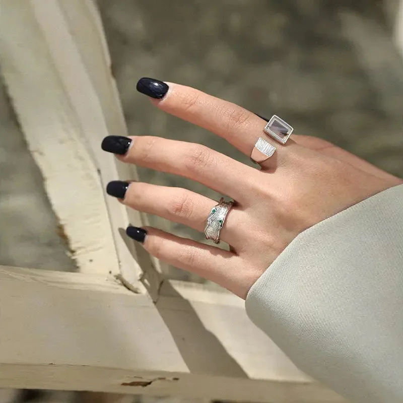 Sidabrinis žiedas su žaliom akutėm, žiedas su žaliom akutėm, sidabriniai žiedai, Sidabra Jewelry
