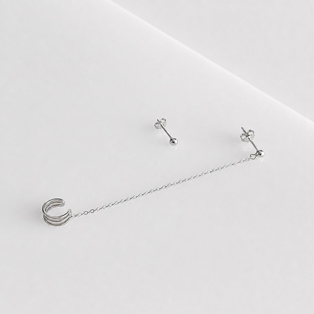 Sidabriniai auskarai Beads 5 minimalistiniai auskarai