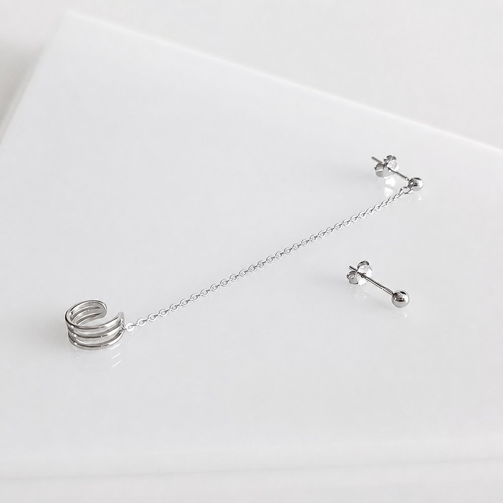 Sidabriniai auskarai Beads 7 kremzliniai auskarai