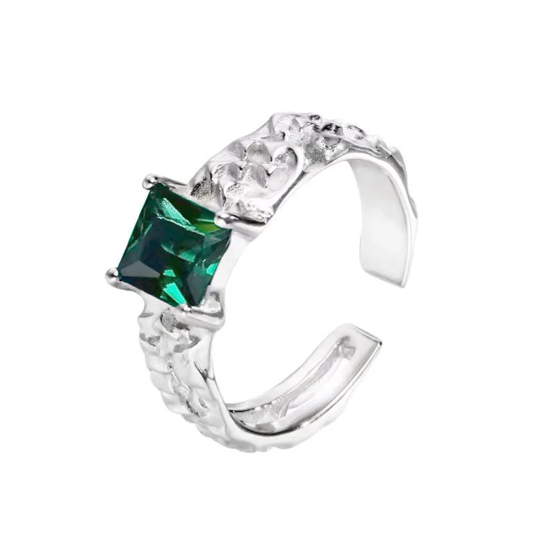 Sidabrinis žiedas Emerald Green