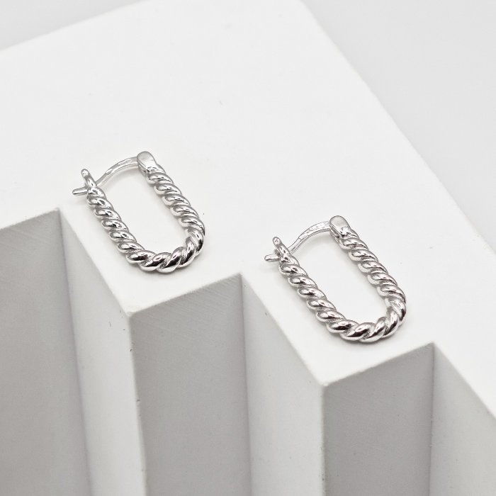 Sidabriniai auskarai Cord 3 stilingi auskarai moterims