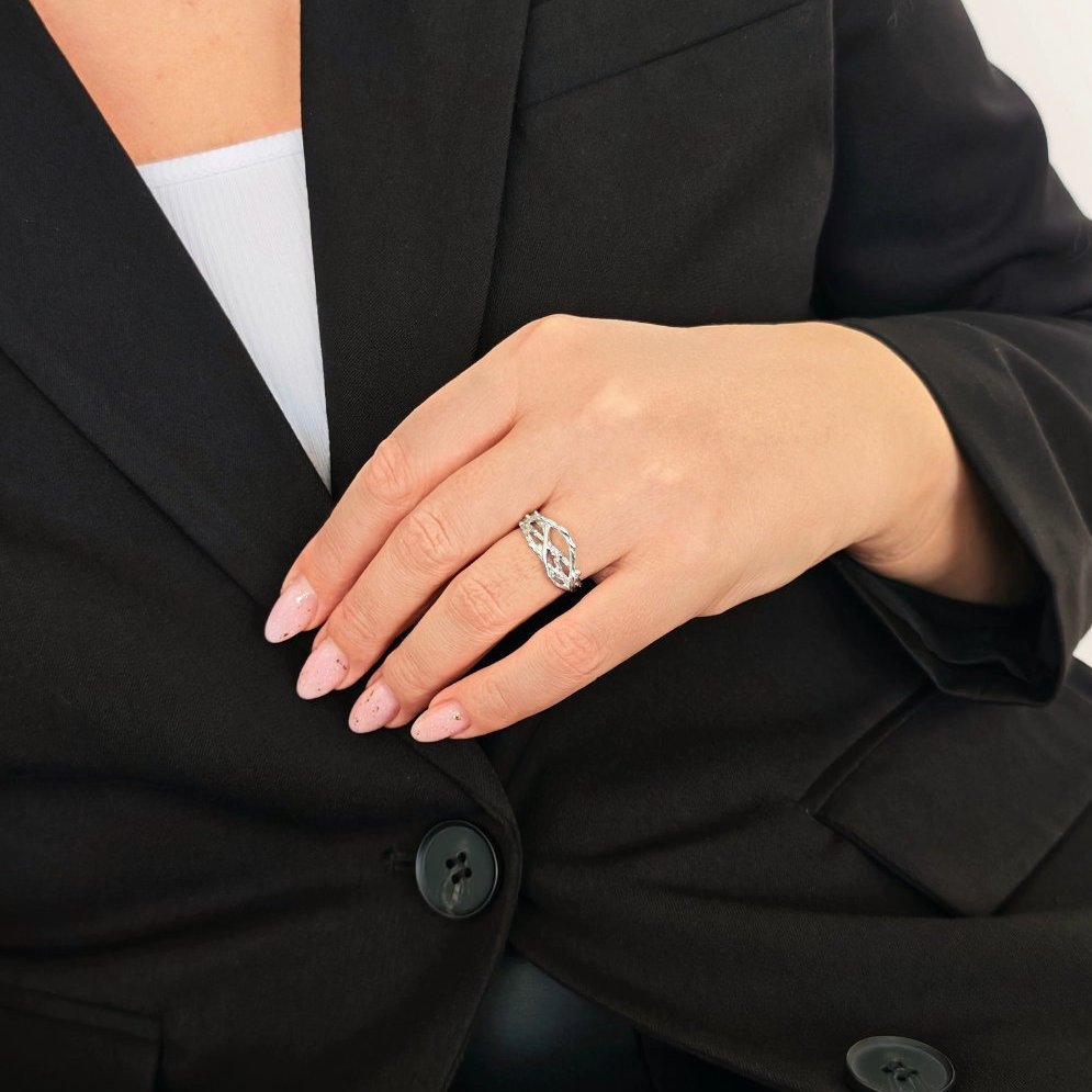 Sidabrinis žiedas Echo 2 Sidabrinis žiedas Echo - Image 2