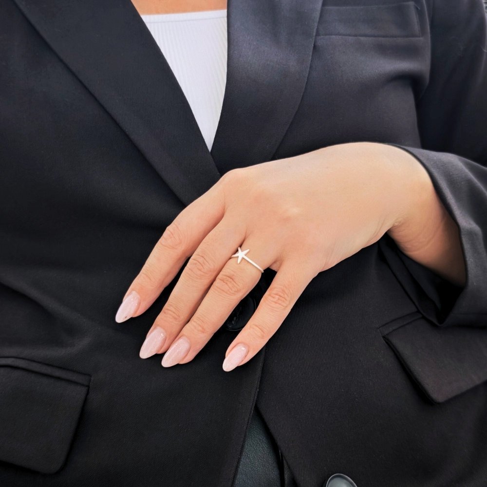 Sidabrinis žiedas Starlet 2 ziedas su zvaigzde