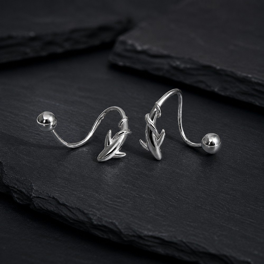 Helix auskarai Fliper 3 sidabriniai auskarai