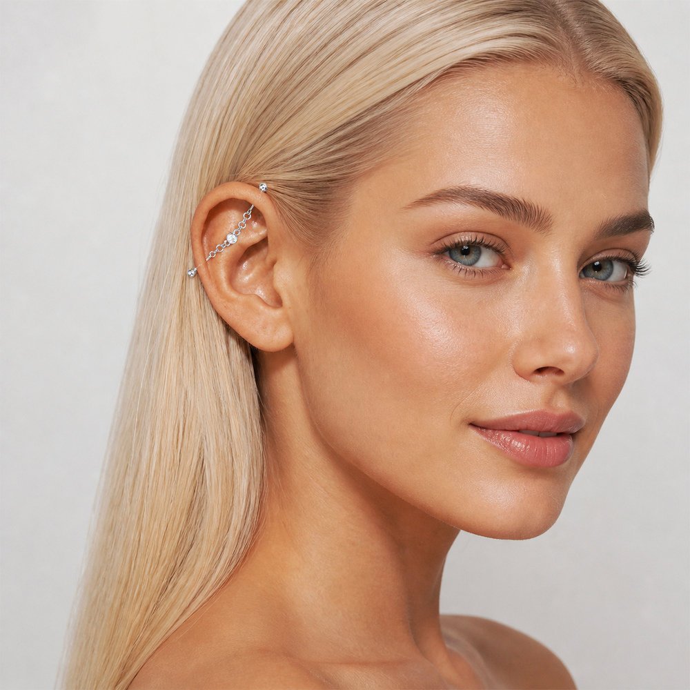 Industrinis helix auskaras Nira 6 sidabra jewelry