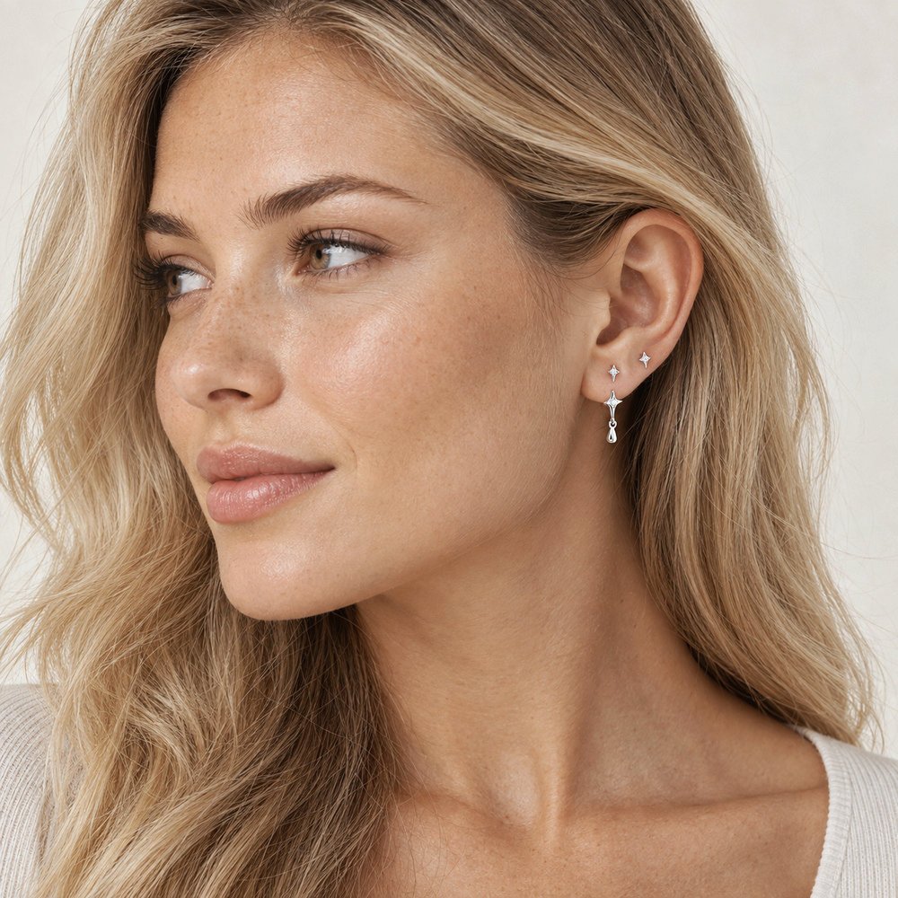 Sidabriniai auskarai Starfall 4 sidabra jewelry