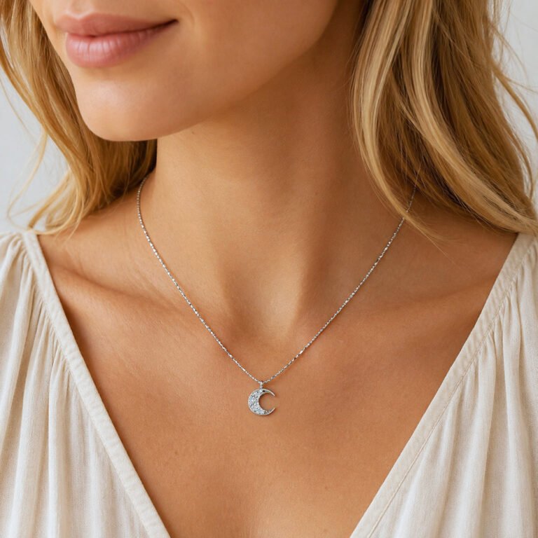 Sidabrinis kaklo papuošalas Moon